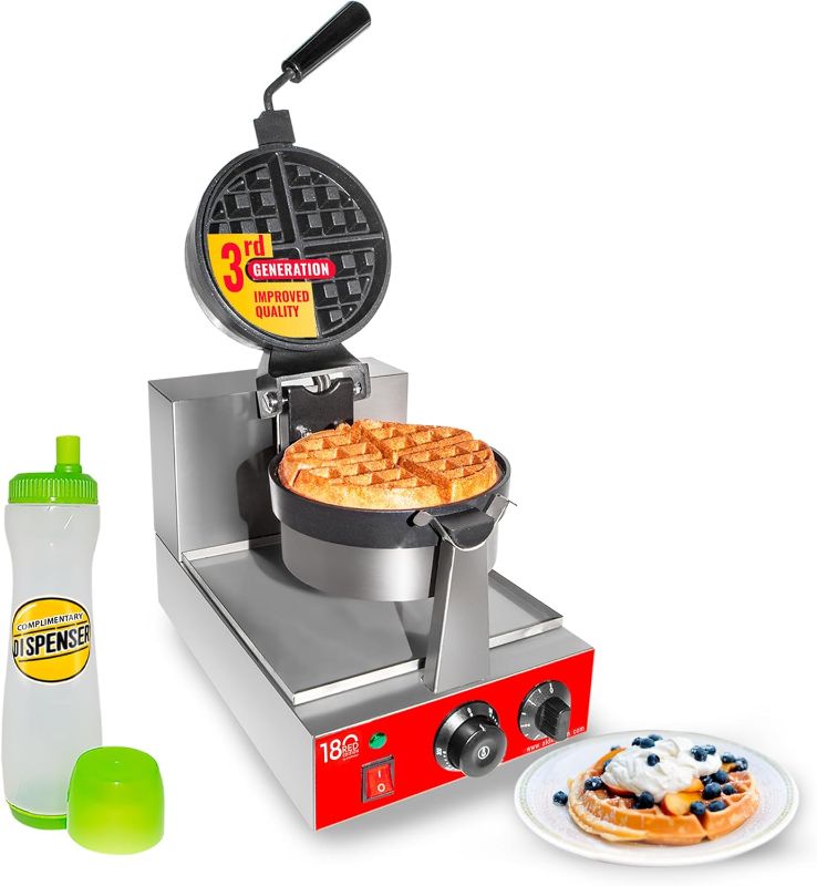 Photo 1 of *USED*ALDKitchen Belgian Waffle Maker | Commercial Waffle Iron with 360° Rotating Mechanism | Stainless Steel | 110V
