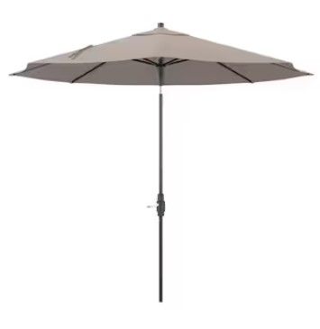 Photo 1 of allen + roth 10-Feet Aluminum Tan Auto-tilt Market Patio Umbrella
