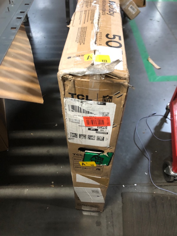 Photo 1 of **DAMAGED / PARTS ONLY** TCL 50-Inch Class S4 4K LED Smart TV with Roku TV (50S450R, 2023 - Model), Dolby Vision, HDR, Dolby Atmos, Works with Alexa, Google Assistant and Apple HomeKit Compatibility, Streaming UHD Television *Power button broke*