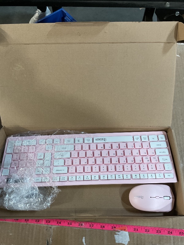 Photo 1 of Wireless Keyboard and Mouse Combo, Reccazr 2.4G Full-Sized Keyboard and Mouse Cordless, 3 DPI Adjustable Mouse, Dual-System Keyboard for Computer/Laptop/Windows/Mac (Pink & White)