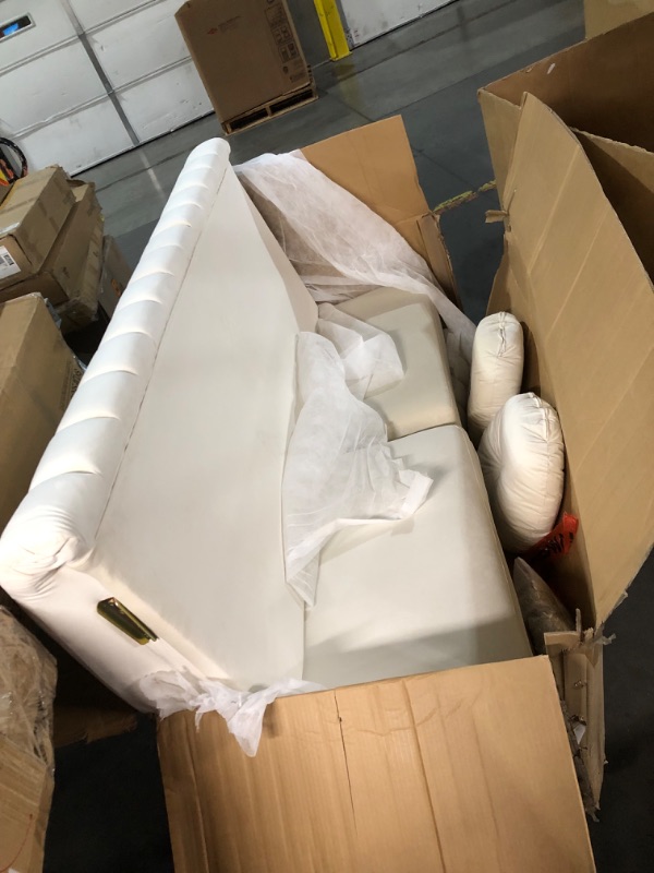 Photo 1 of ***DAMAGED - SLASHED - SEE PICTURES***
F4905-S White Microfiber Sofa Chair with Ergonomic Design, Solid Wood, Ideal for Versatile Living Spaces