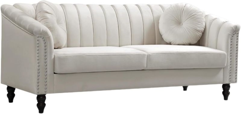 Photo 1 of ***DAMAGED - SLASHED - SEE PICTURES***
F4905-S White Microfiber Sofa Chair with Ergonomic Design, Solid Wood, Ideal for Versatile Living Spaces