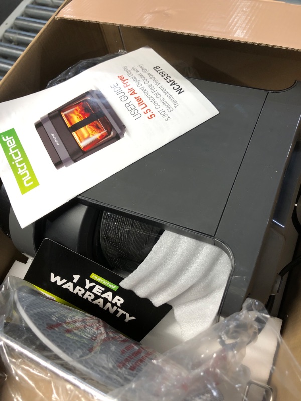 Photo 1 of Nutrichef 5.8 Quart Air Fryer 8-1 Preset Cook Modes Transparent Fry Bowl for Best Cooking Results Cook Shrimp, Steak, Fries, Wings, Chicken & More Precise Temperature Control & Time Black