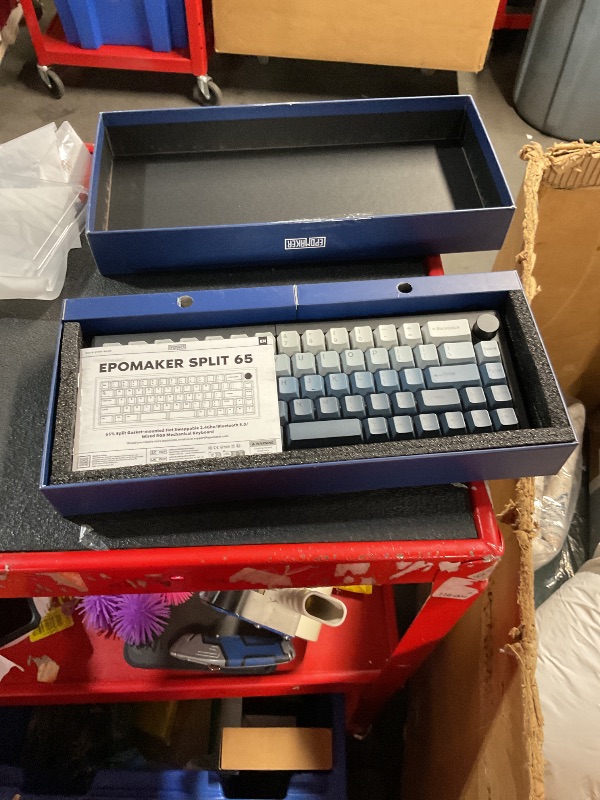 Photo 1 of EPOMAKER Split65 QMK/VIA Programmable Keyboard, Wireless Mechanical Keyboard in 2.4Ghz/Bluetooth/Type-C, Ergonomic Gaming Keyboard in Split Layout with RGB Backlit (Wisteria Linear Switch)