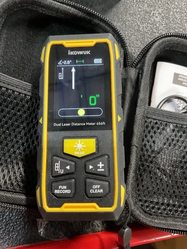 Photo 1 of IKOVWUK Dual Laser Measuring Tool, 656FT/200M Green Bilateral Laser Distance Meter 6 Unit Switching, Rechargeable Digital Laser Measure with Backlit LCD Display, Bubble Level, Multiple Measure Mode