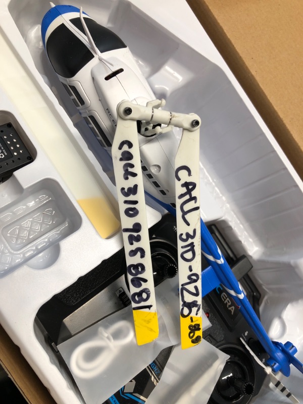 Photo 1 of **HAS MARKINGS ON THE BLADES** FLYCOLOR C138 RC Helicopter 2.4G 6CH 6-Axis Gyro Altitude Hold 1/33 Remote Control Plane Ready to Fly RTF(Blue-White)