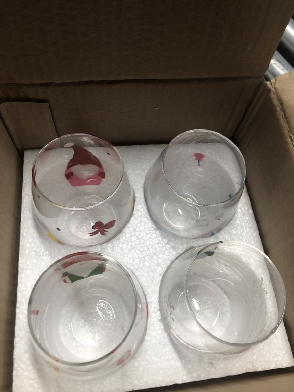 Photo 1 of **DAMAGED, ON 1 GLAS THE PAINTING HAS RUBBED OFF**
DR.DUDU Christmas Wine Glasses Cups Set of 4, Stemless Drinking Glass with Cute Christmas Gnome Designs, Clear Wine Milk Drinkware Party Gifts for Women, Men, Friends, Holiday Xmas Decorations (18oz)