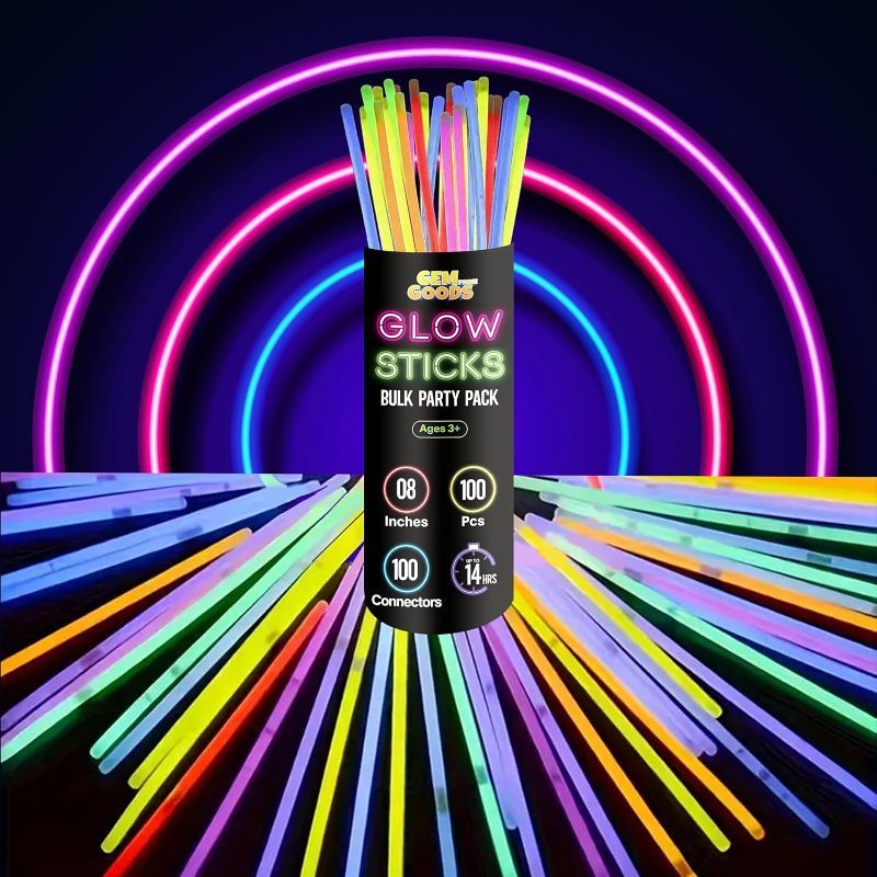 Photo 1 of 100 Pcs Glow Sticks Bulk Party Pack