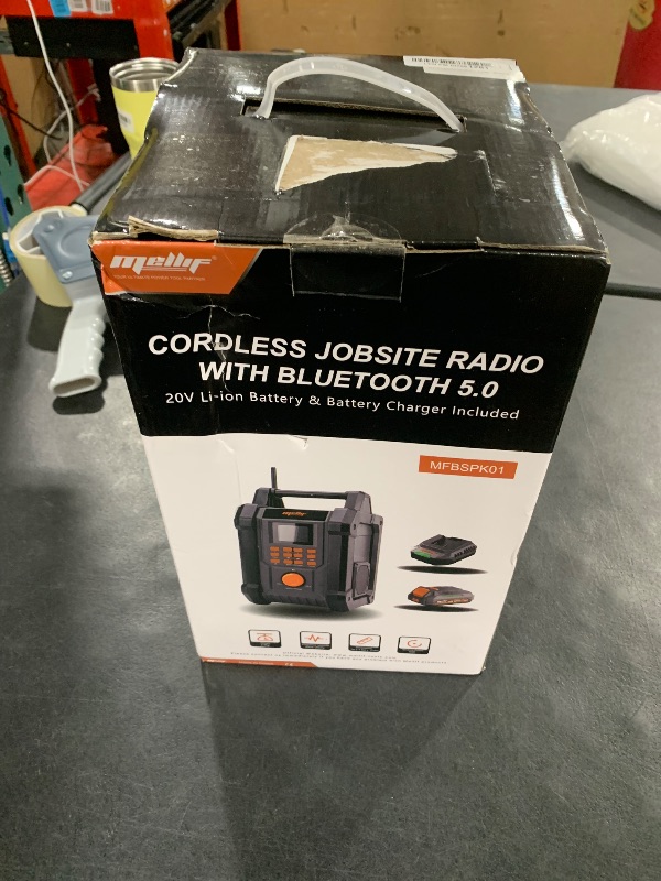 Photo 1 of Mellif Jobsite Radio Speaker Compatible with Dewalt 20v Max Battery, Enhanced Signal Reception, 100ft Wireless Range, Stereo, IPX54 Waterproof, TWS, AM/FM Presets, 2.0 Battery & 18V AC Power Cord