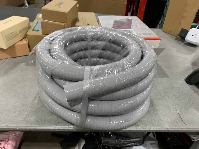Photo 1 of Elecoman 1 inch 25ft Liquid-Tight Conduit and Connector Kit,Flexible Non Metallic Liquid Tight Electrical Conduit Kit with 5 Straight and 3 90-Degree Conduit Connector Fittings,1in. Dia…