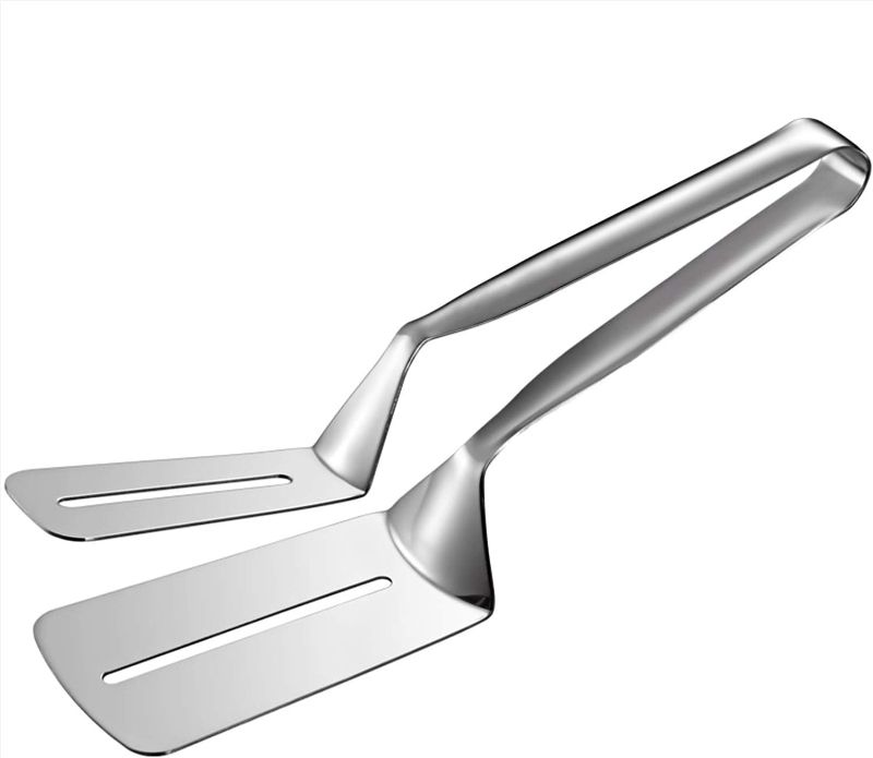 Photo 1 of AOOSY Steak Clamps, 3-in-1 Cooking Tong, Double Sided Spatula, 10 inch Multifunctional Stainless Steel Food Flipping Spatula Tongs Clip for Beefsteak Bread Hamburger BBQ Meats Pizza Pies Bread Fish

