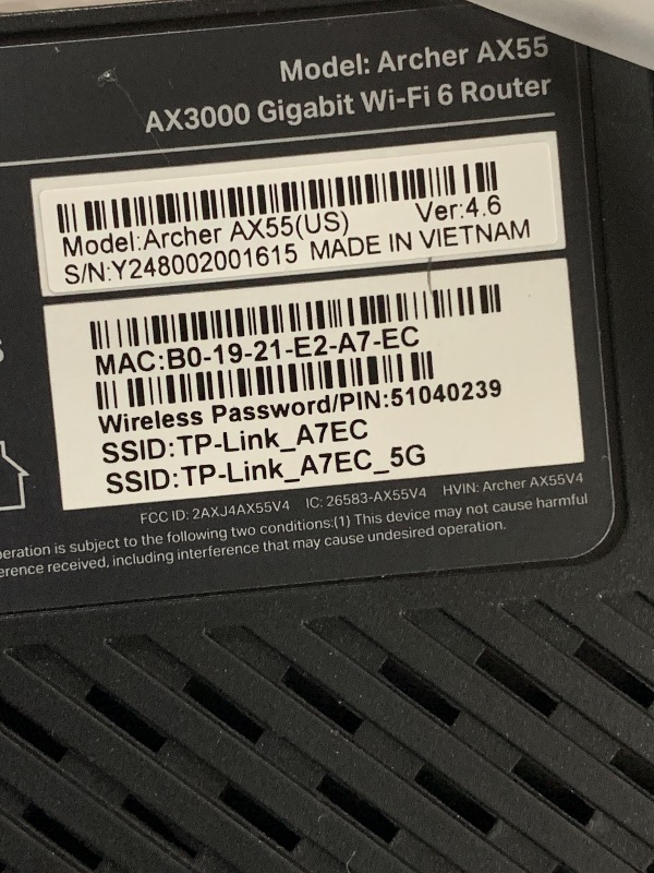 Photo 3 of TP-Link Dual-Band AX3000 Wi-Fi 6 Router Archer AX55 | Wireless Gigabit Internet Router for Home | EasyMesh Compatible | VPN Clients & Server | HomeShield, OFDMA, MU-MIMO | USB 3.0 | Secure by Design