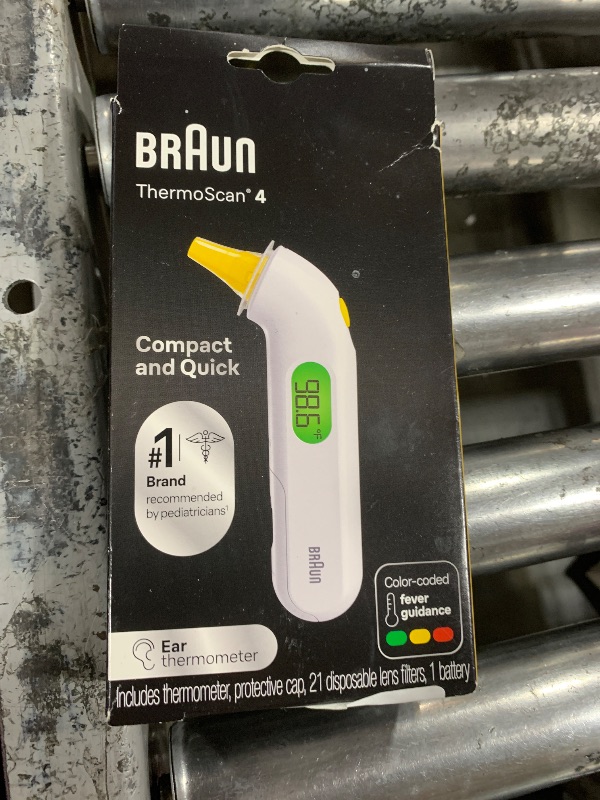 Photo 1 of Braun ThermoScan 4 Digital Ear Thermometer, Professional Accuracy with Color Coded and Audio Fever Guidance for Babies, Toddlers, Kids and Adults, FSA and HSA Eligible