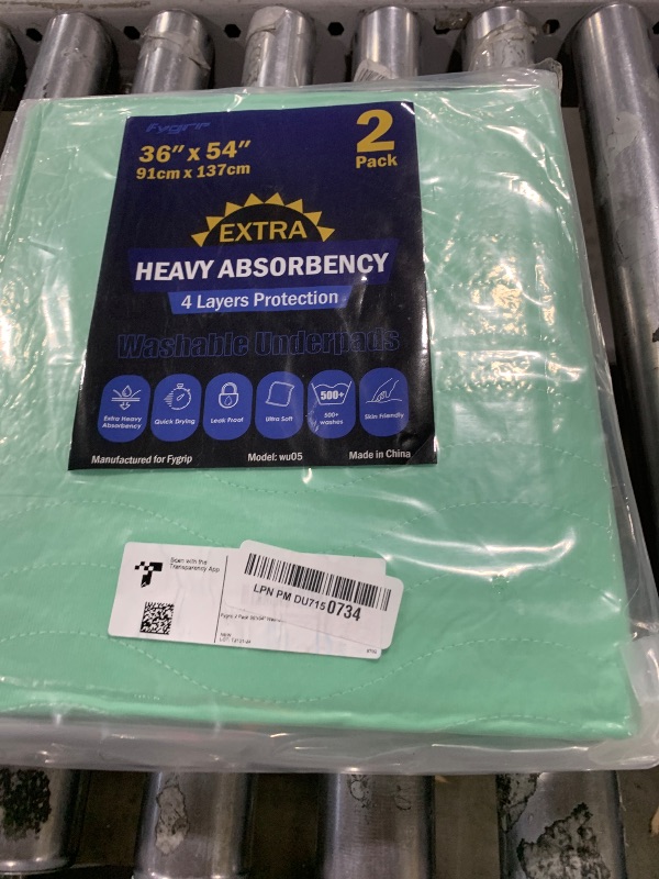 Photo 1 of 2 Pack 36” x 54” Extra Heavy Absorbency Washable Underpads, Waterproof Nursing Pads Incontinence Bed Pads, Reusable Washable Pee Pads for Dogs, Diaper Changing & Adults, Mattress Protector