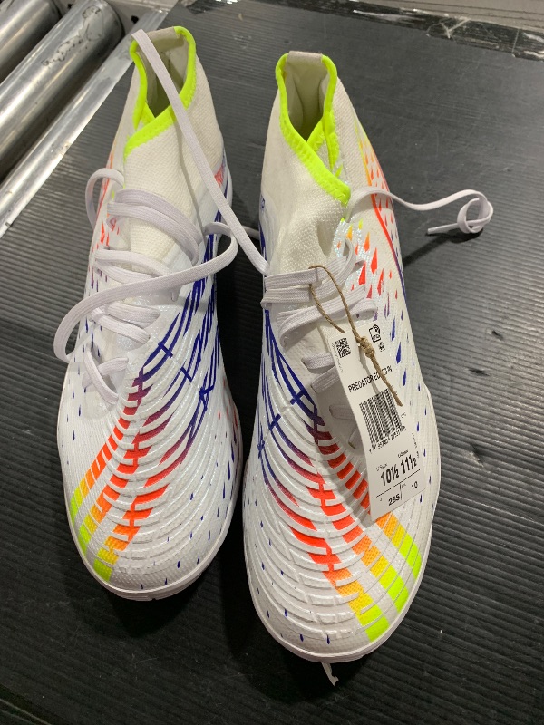 Photo 1 of Adidas Predator Edge.3 in Indoor Soccer Shoes FTWR WHITE/SOLAR YELLOW/POWER BLUE-10.5
