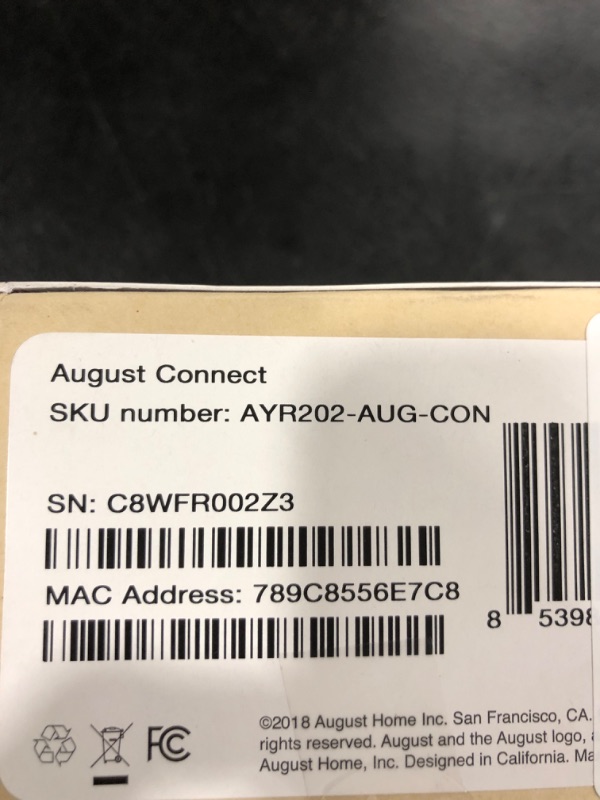 Photo 1 of August Home Connect Wi-Fi Bridge, Remote Access, Alexa Integration for Your August Smart Lock, white, 1.5 x 2.4 x 2.4"