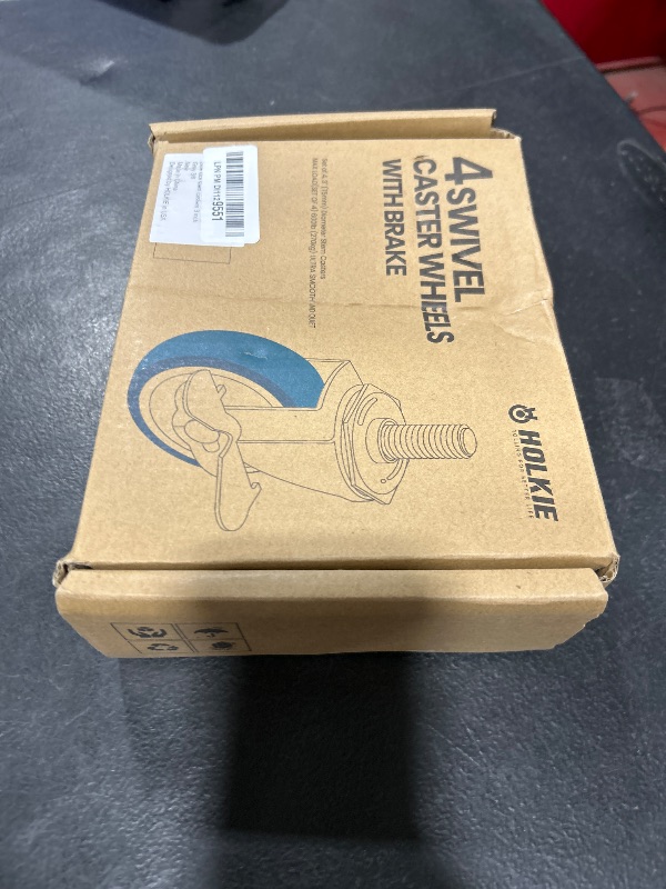 Photo 1 of HOLKIE Caster Wheels 3 inch Locking Casters Set of 4, Threaded Stem 3/8" -16 x 1-1/2" (Diameter 3/8", Length 1-1/2") Swivel Heavy Duty Castors Gray