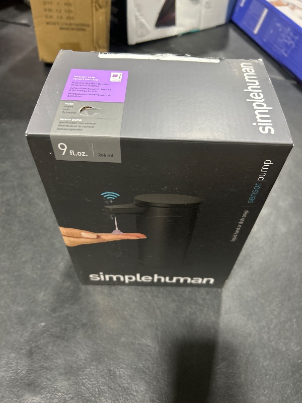 Photo 1 of simplehuman 9 oz. Touch-Free Automatic Rechargeable Sensor Pump, Matte Black Stainless Steel, 2024 Model