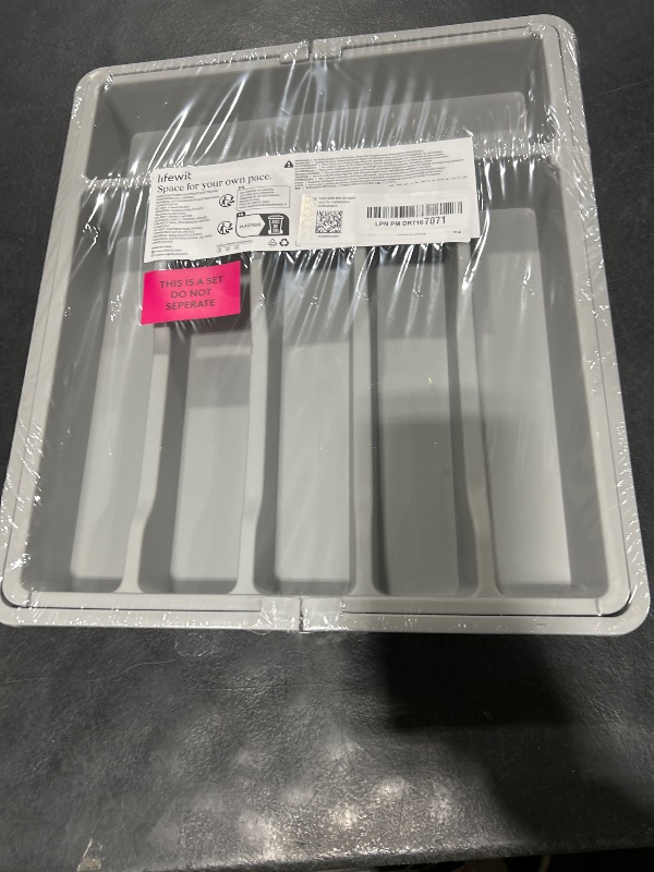 Photo 1 of Lifewit Silverware Drawer Organizer, Expandable Utensil Tray for Kitchen, BPA Free Flatware and Cutlery Holder, Adjustable Plastic Storage for Spoons Forks Knives, Large, Grey