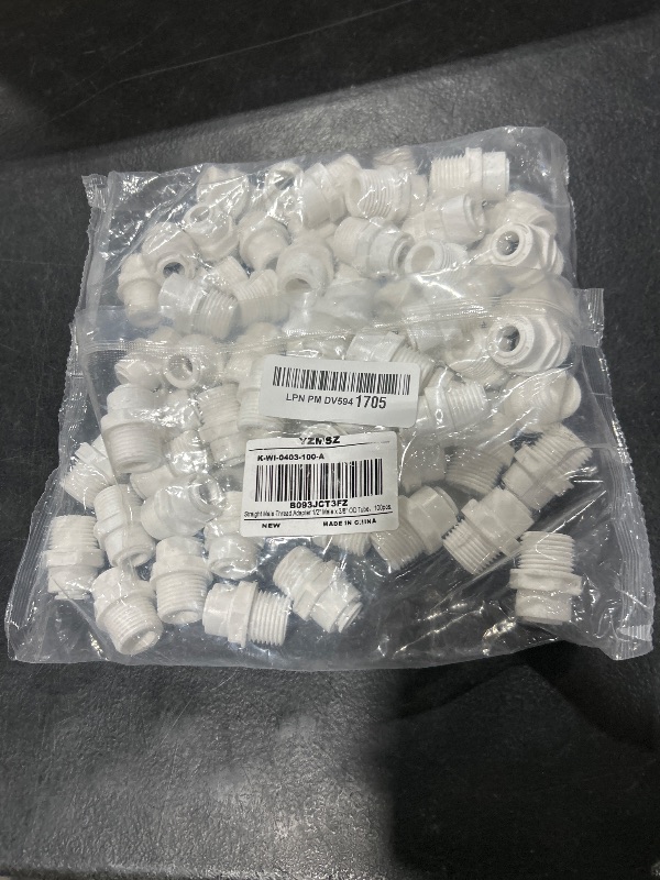 Photo 1 of YZMSZ Straight Male Thread Adapter 1/8" Male x 1/4" OD Tube Quick Connector,for Water Purifiers Filters Reverse Osmosis Systems,100 pcs. (100, straight,1/2" Male x 1/4" OD tube)
