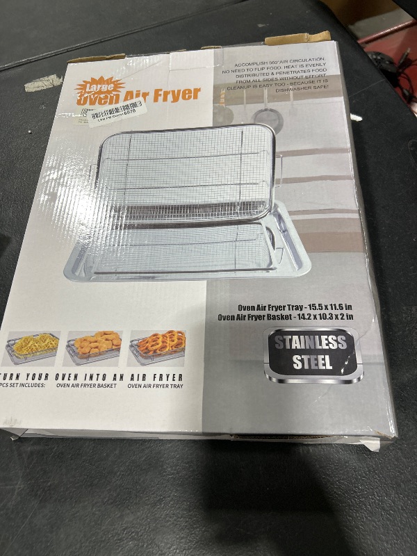 Photo 1 of Air Fryer Basket for Oven, 15.7"x11.8"Extra Large Air Fryer Basket and Tray Stainless Steel Oven Air Fryer Pan Rack for Cooking Baking and Broiling?1Pack