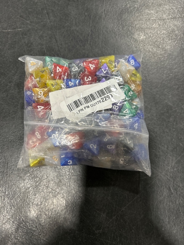 Photo 1 of 100PCS 8 Sided Dice D8 Polyhedral Triangle Dice Set for Board Games Classroom Activities Party Table Gaming Fun DND Dungeons and Dragons RPG MTG Role Playing Number Mixed Colors Assortment Bag Storage