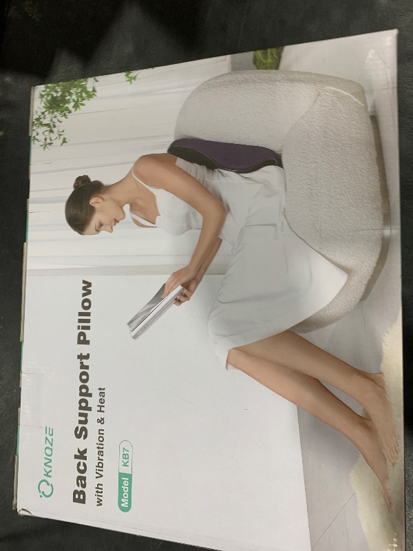 Photo 1 of KNQZE Lumbar Support Pillow for Office Chair, Heated Back Support Pillow with Vibration, Back Massage for Pain Relief, at Home Office Car Sofa, 3 Heating Levels & 4 Motors & 3 Intensities, Gifts
