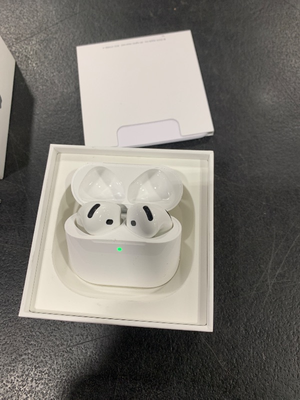 Photo 1 of Apple AirPods 4 Wireless Earbuds, Bluetooth Headphones, Personalized Spatial Audio, Sweat and Water Resistant, USB-C Charging Case, H2 Chip, Up to 30 Hours of Battery Life, Effortless Setup for iPhone