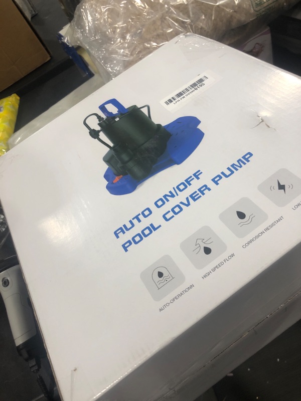 Photo 1 of AgiiMan Automatic 1.5HP 4500GPH Pool Cover Pump - Blue, Above Ground with Check Valve, 3 Adapters and 29.5FT Long Power Cord, Sump Pump Water Removal for Pool, Hot Tubs and Basement