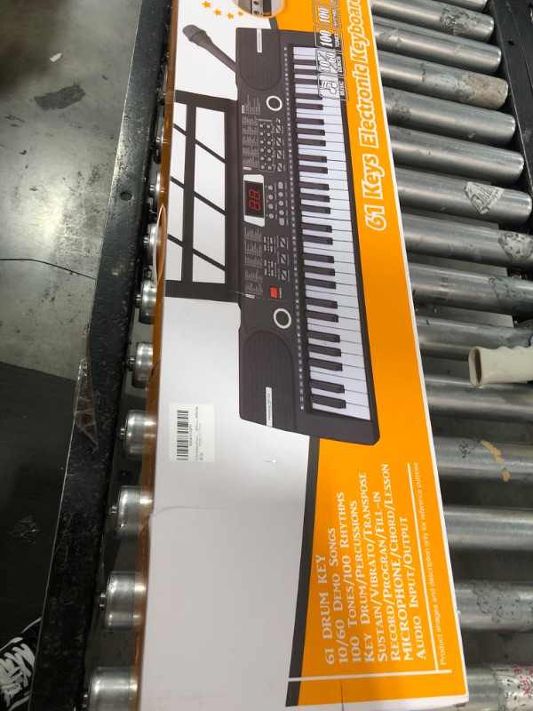 Photo 1 of 61 Key Keyboard Piano, Portable Electronic Keyboard Piano for Beginners with Speakers, Microphone, 100 Voices, 100 Rhythms, Digital Music Keyboard for Beginners - Black