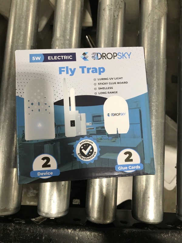 Photo 1 of Dropsky Indoor Flying Insect Trap - Plug-in Bug Light Trap for Fruit Flies, Gnats and Houseflies - Odorless and Mess Free (2 Traps + 2 Glue Cards)