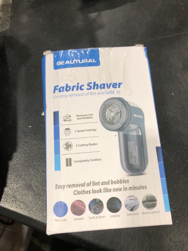 Photo 1 of BEAUTURAL Fabric Shaver and Lint Remover, Sweater Defuzzer with 2-Speeds, 2 Replaceable Stainless Steel Blades, Battery Operated, Remove Clothes Fuzz, Lint Balls, Pills, Bobbles Gray