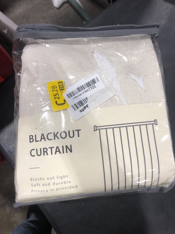 Photo 1 of 100% Blackout Shield Linen Blackout Curtains for Bedroom 120 Inches Long, Back Tab/Rod Pocket Living Room Drapes, Thermal Insulated Blackout Curtains 2 Panels Set, 50" W x 120" L, Light Cream