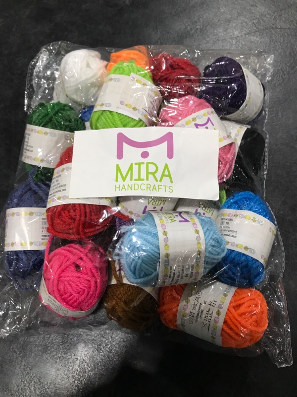 Photo 1 of 20 Acrylic Yarn Skeins - 438 Yards Multicolored Yarn in Total – Great Crochet and Knitting Starter Kit for Colorful Craft – Assorted Colors