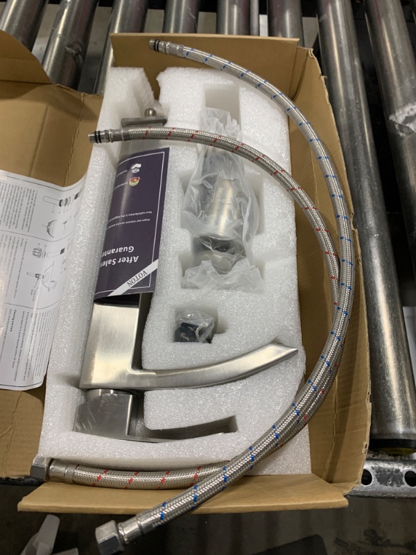 Photo 1 of VOTON Vessel Sink Faucet Brushed Nickel Modern Tall Waterfall Bathroom Sink Faucet 