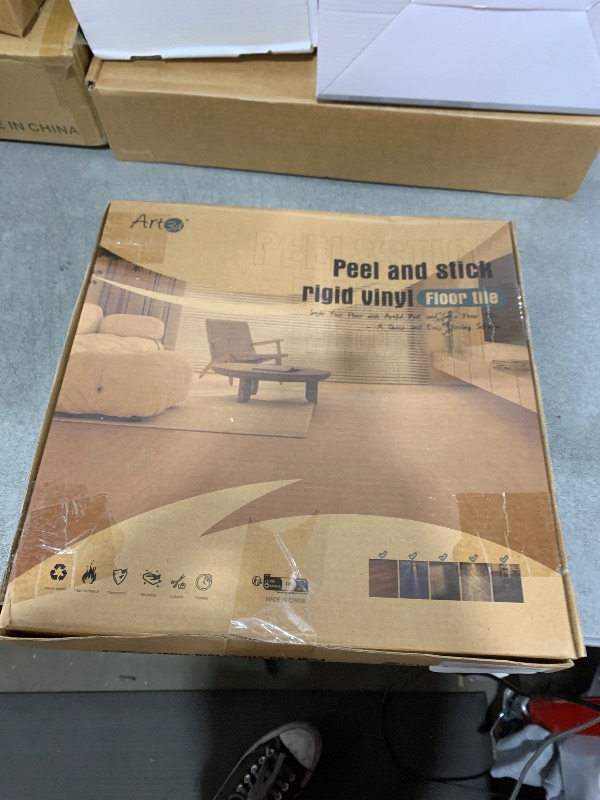 Photo 1 of Art3d Peel and Stick Vinyl Floor Tiles 30-Pack 12 x 12 inch, Self Adhesive Waterproof Flooring Wood Planks for Kitchen, Dining Room, Bedrooms, Cover 30 Sq. Ft, Taupe Ash