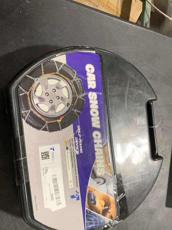 Photo 1 of Snow-Chains Auto Fixing 1 Min Quick Fit Easy Installation Tire-Chains, Portable Reusable Universal Emergency Tire Traction Chain for Passenger Car, Pickup Trucks and SUV - Set of 2