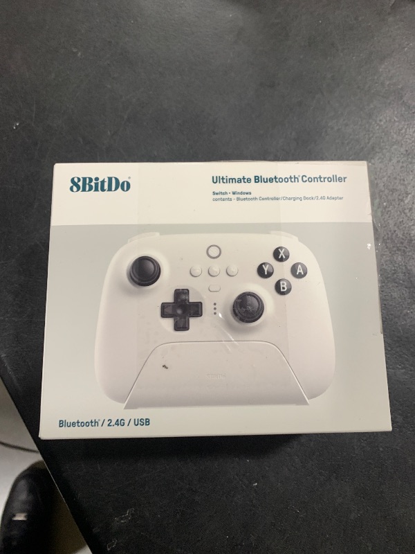 Photo 1 of 8BitDo Ultimate Bluetooth Controller with Charging Dock, Wireless Pro Controller with Hall Effect Sensing Joystick, Compatible with Switch, Windows and Steam Deck (White)