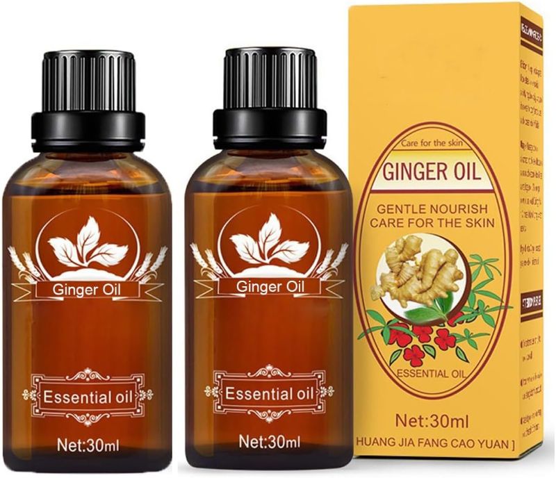 Photo 1 of 2 Pack Ginger Oil for Lymphatic Drainage, Vamotto Ginger Essential Oil for Swelling and Pain Skin Body Massage, Ginger Massage Oil Essential, SPA Ginger Essential Oils, Ginger Body Oil 30ML/Bottle