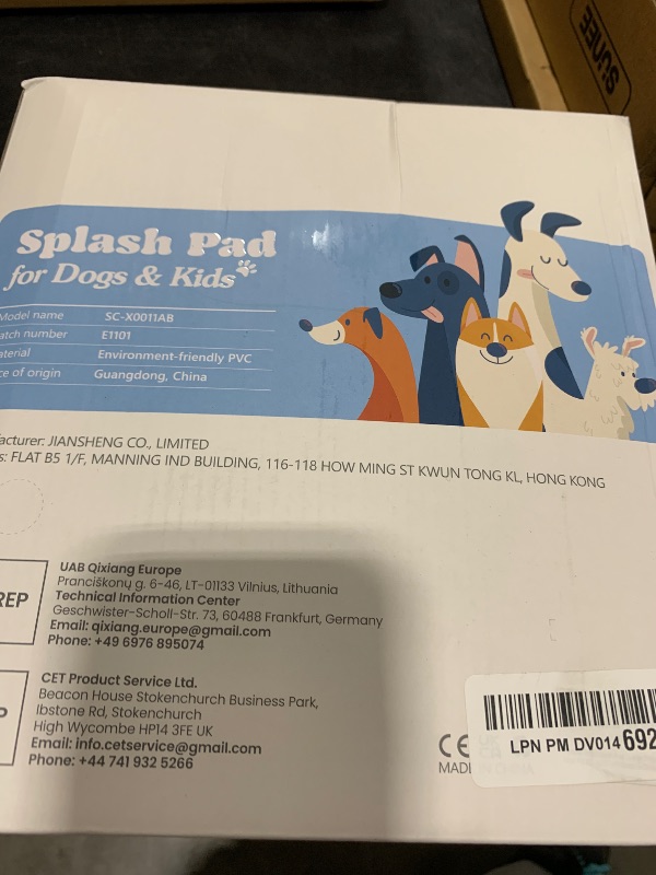 Photo 1 of Peteast Splash Pad for Dogs & Kids - Anti-Slip Dog Pool for Large Dogs, 0.58 mm Thickened Durable Outdoor Water Play Mat, Summer Sprinkler Toy for Backyard (67in, Blue)