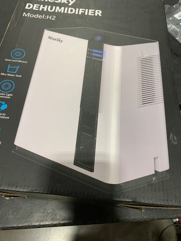 Photo 1 of NineSky Dehumidifier for home, 98 OZ Dehumidifier for Room, Dehumidifiers for Bathroom, Bedroom, Basement (800 sq. ft.) with Auto Shut Off, 5 Colors LED Light(H2 White)