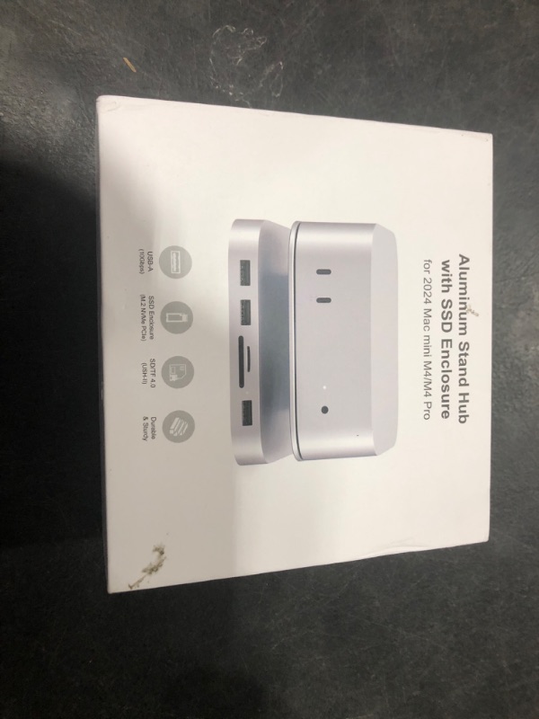 Photo 1 of GEWOKLIY Mac Mini Dock, Aluminum Stand and Hub for Mac Mini M4/M4 Pro 2024 with M.2 NVMe SSD Enclosure, 4K 60Hz HDMI, 2X USB-A 10Gbps, SD/TF Card Readers, USB 2.0 Data (Silver)Accessories