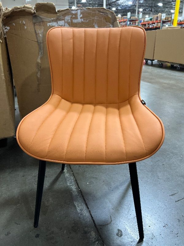 Photo 1 of ONLY ONE CHAIR ---------------------YOUNUOKE Dining Chairs Set of 2 Camel Mid Century Modern Kitchen Chairs Armless Faux Leather Upholstered Dinner Side Chair with Back for Guest Reception Living Room, Matte Orange