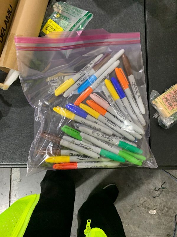 Photo 1 of COLORS ARE MISSING. THERE ARE MULTIPLE OF SAME COLOR, -------------------------------------------------Sharpie Electro Pop Permanent Markers, Fine Tip, Marker Set, Assorted Colors, 24 Count - Coloring, Drawing, Art, Markers, Writing
