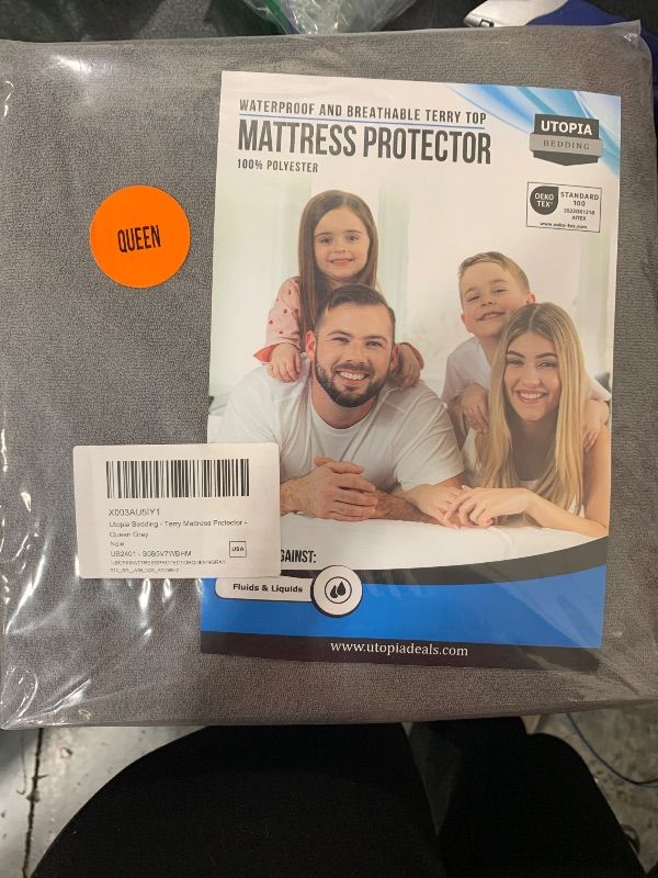 Photo 1 of  Waterproof Mattress Protector Queen Size GRAY 