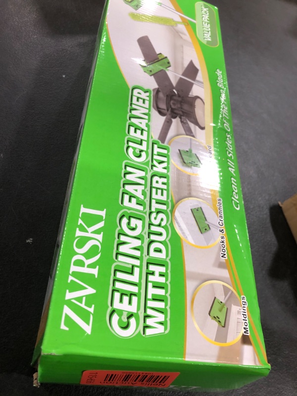 Photo 1 of Zavrski Ceiling Fan Cleaner Duster with 6 Ft/72'' Extension Pole High Ceiling Fan Blade Cleaning Tool Microfiber Duster Reusable Pads for Cleaning Ceiling Fan, Baseboard, Blind, Cobweb, Molding