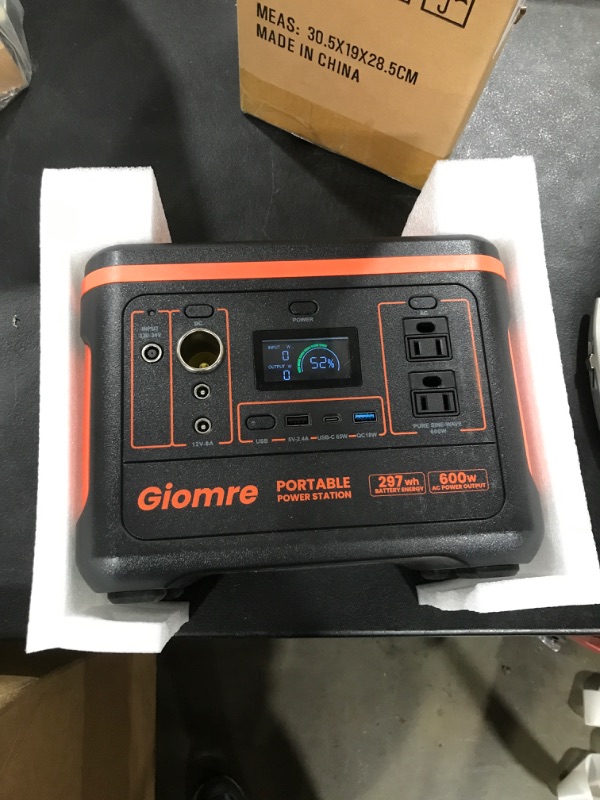 Photo 1 of Giomre Portable Power Station, 297Wh Backup Lithium Battery Generator with 600W AC Output and 100W Fast Charging, Solar Generator for Outdoors Camping, Travel Emergency, Home Blackout
