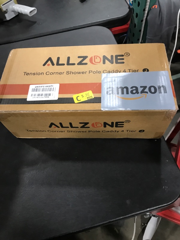 Photo 1 of ALLZONE Rustproof Shower Caddy Corner for Bathroom,Bathtub Storage Organizer for Shampoo Accessories,4-Tier Adjustable Shelves with Tension Pole, 39 to 113 Inch, Black