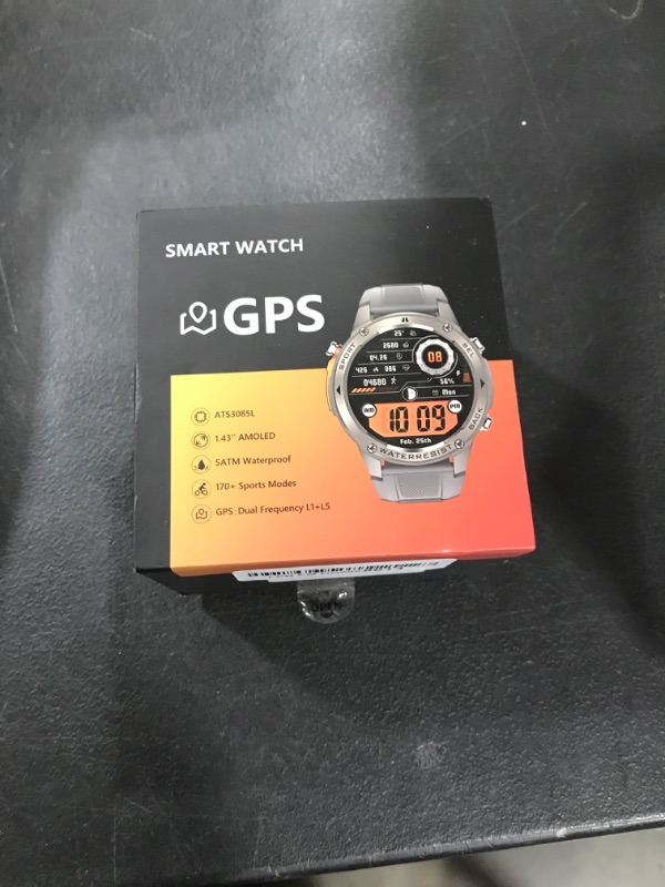Photo 1 of 2024 GPS Smart Watch, 1.43” AMOLED Always-On Display, 50M Swimming Waterproof, 170+ Sports Mode, 500mAh Battery, Make&Answer Call Smartwatch for Men Women, Fitness Watches for iOS and Android (Silver)