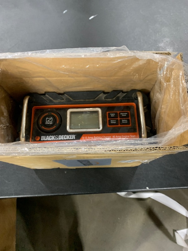 Photo 1 of BLACK+DECKER BC25BD Fully Automatic 25 Amp 12V Bench Battery Charger/Maintainer with 75A Engine Start, Alternator Check, Cable Clamps for Lead Acid Batteries